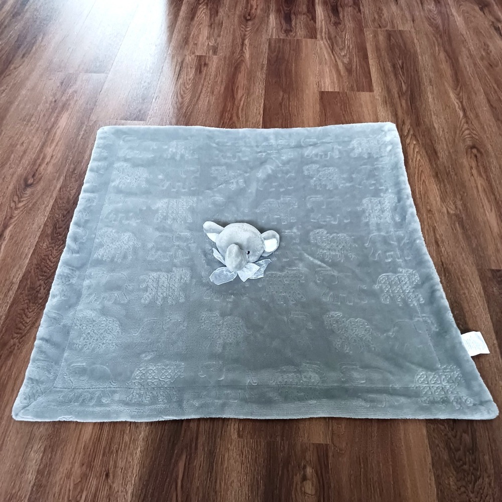 Beth Bazaar Gray Elephant Baby Lovey Blanket Embossed Elephants‎ 32" x 30" Nunu